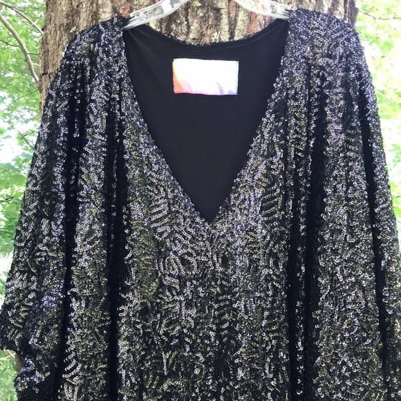 Black Sequin Caftan Dress - Picture 2 of 5